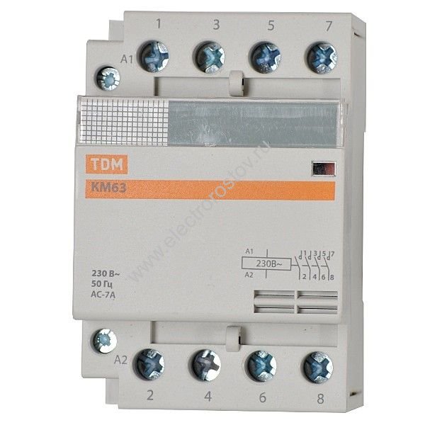КМ63 Контактор модульный 220V AC 4-63 3НО 1НЗ TDM