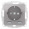 AtlasDesign Алюминий Розетка + USB Розетка A+A, 1x2,4A или 2х1,2А Schneider Electric