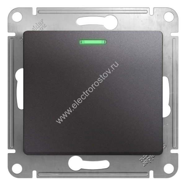 Glossa Графит Переключатель 1-клавишный с подсветкой Schneider Electric