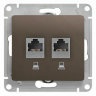 Glossa Шоколад Розетка компьютерная 2-ая RJ45, кат. 5e Schneider Electric