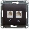 Glossa Шоколад Розетка компьютерная 2-ая RJ45, кат. 5e Schneider Electric