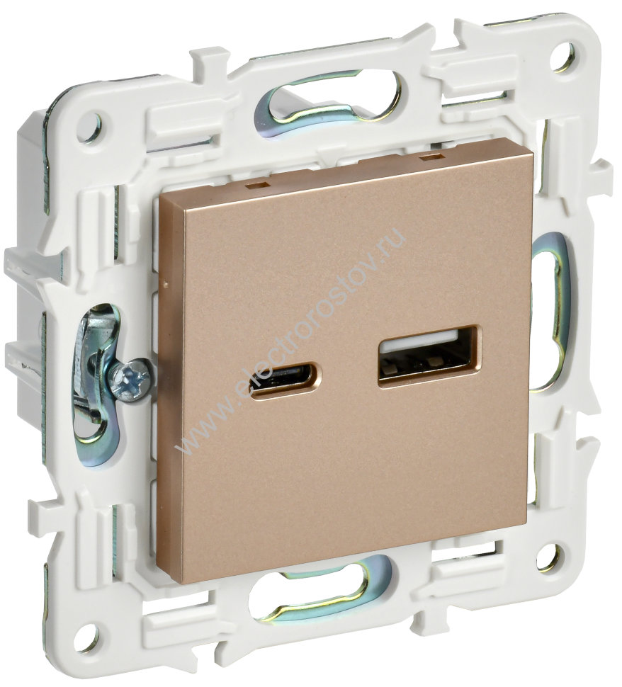 IEK SKANDY Песочный Розетка USB A+C 18Вт SK-R13Sa