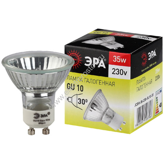 Лампа галогенная GU10 220V 35W ЭРА