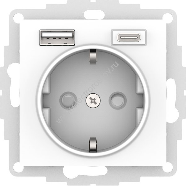 AtlasDesign Бел Розетка + USB Розетка A+C 1x5 В/2,4А; 3,0 А; 2х5В/1,5А Schneider Electric