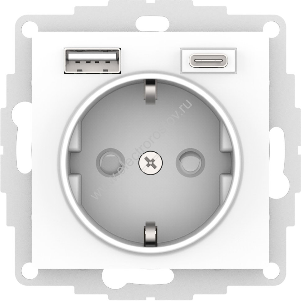 AtlasDesign Бел Розетка + USB Розетка A+C 1x5 В/2,4А; 3,0 А; 2х5В/1,5А Schneider Electric