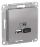 AtlasDesign Алюминий Розетка USB A+C; 5В/2,4A; 2x5В/1,2A Schneider Electric