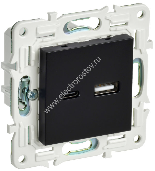 IEK SKANDY Черный Розетка USB A+C 3,1А SK-R14Bl