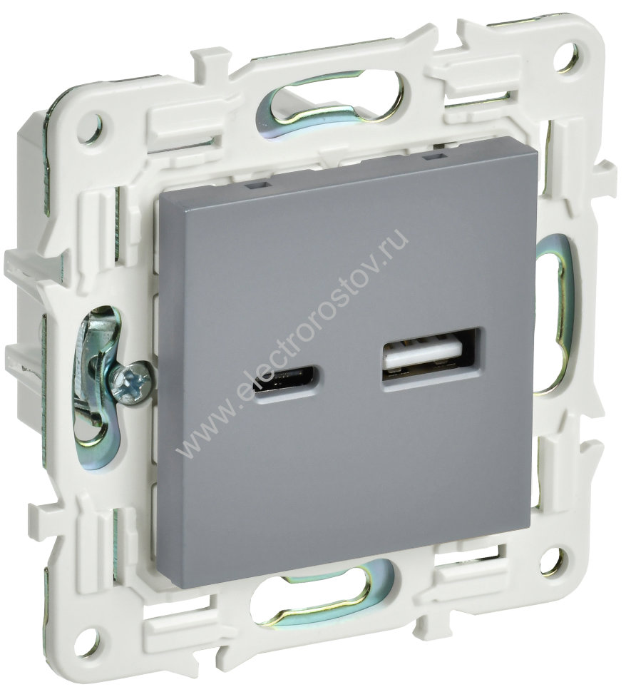 IEK SKANDY Серый Розетка USB A+C 3,1А SK-R14Gr