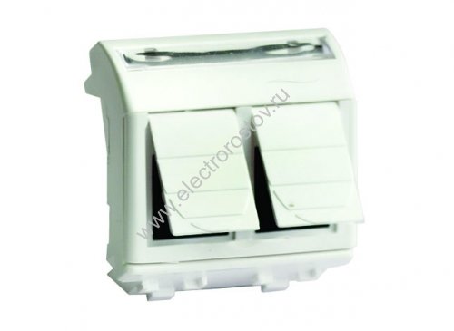 DKC Ком.роз. двойная RJ45 кат.5e, Brava, белая, 2мод