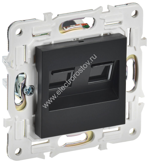 IEK SKANDY Черный Розетка компьютерная двойная RJ45 кат.5E SK-K03Bl