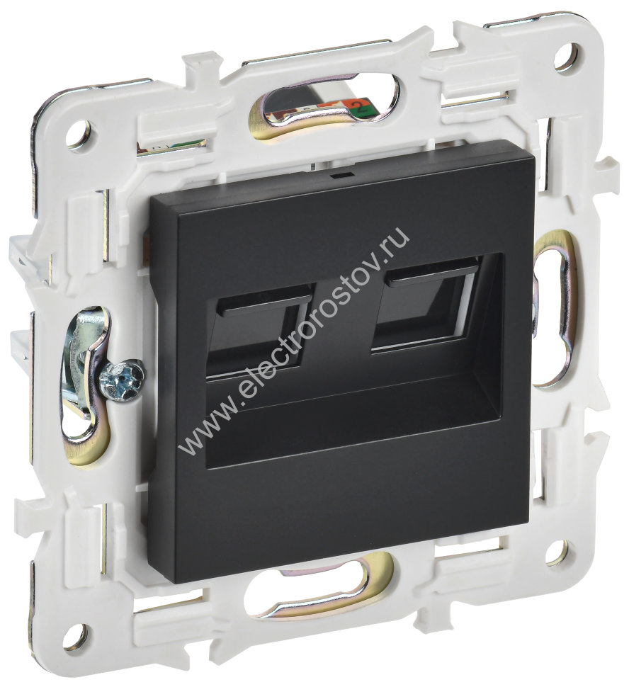 IEK SKANDY Черный Розетка компьютерная двойная RJ45 кат.5E SK-K03Bl
