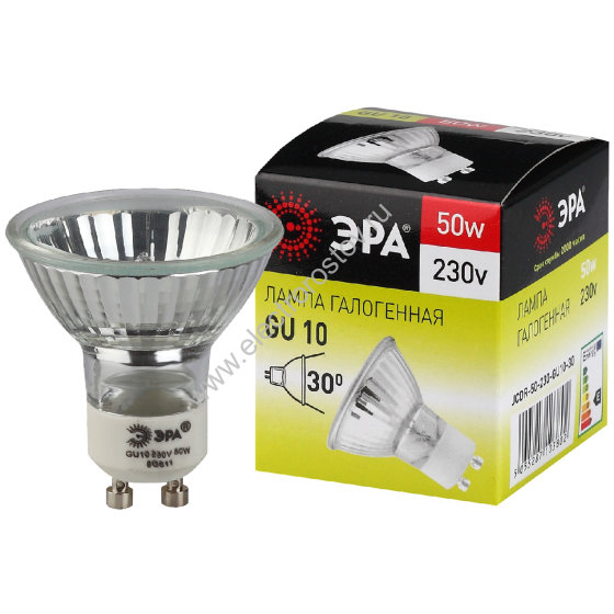 Лампа галогенная GU10 220V 50W ЭРА