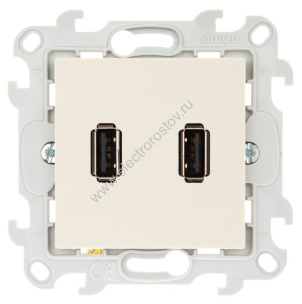 Simon 24 Слоновая кость Розетка 2хUSB 2.0 тип A Simon