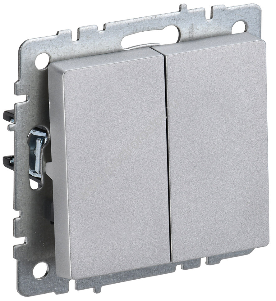 IEK BRITE BASE Алюминий Выключ. 2-кл прох 10А ВС10-2-6-БрА