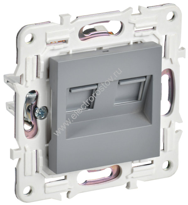 IEK SKANDY Серый Розетка компьютерная двойная RJ45 кат.5E SK-K03Gr