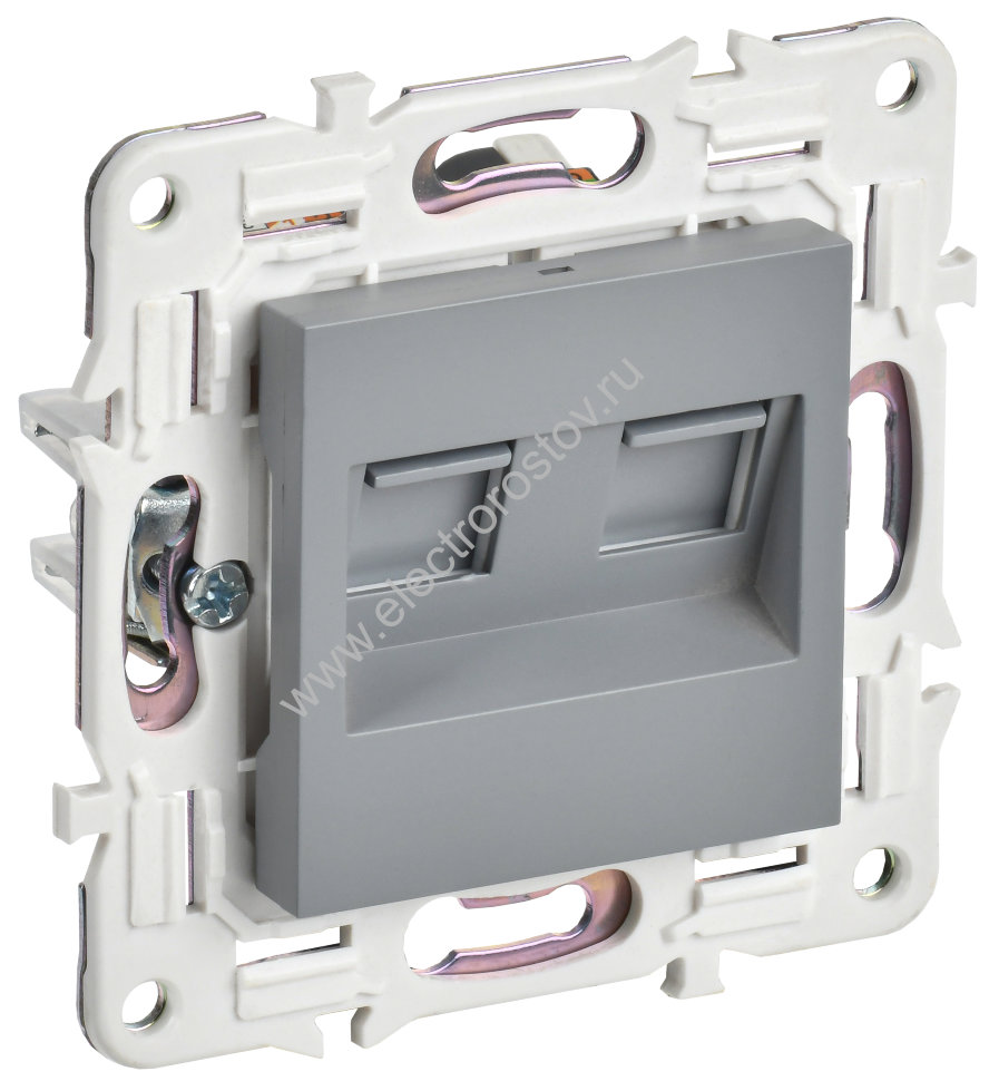 IEK SKANDY Серый Розетка компьютерная двойная RJ45 кат.5E SK-K03Gr