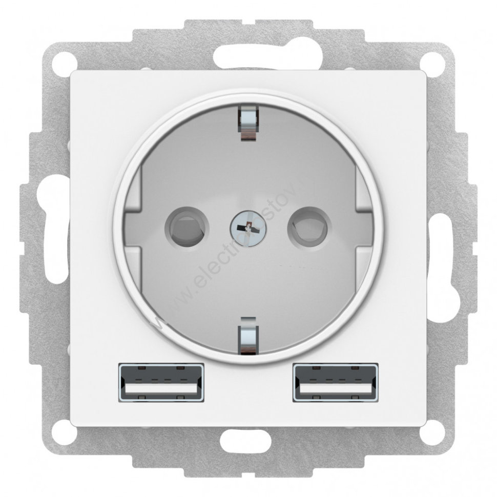 AtlasDesign Бел Розетка + USB Розетка A+A, 1x2,4A или 2х1,2А Schneider Electric