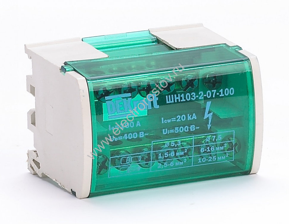 Кросс-модуль на DIN-рейку 2x7 100А ШН-103 DEKraft