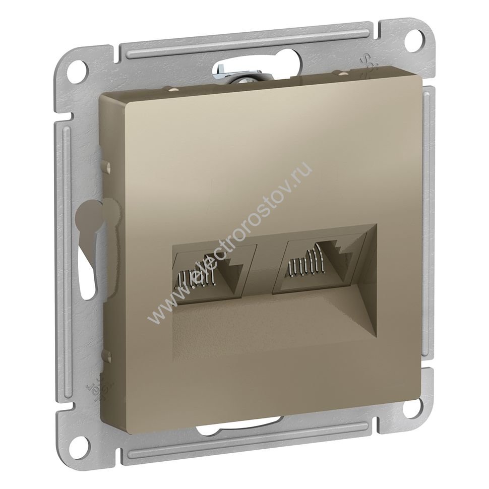 AtlasDesign Шампань Розетка компьютерная 2-ая RJ45+RJ45, кат. 5е Schneider Electric