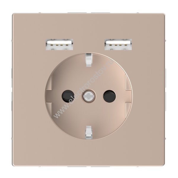 Merten D-Life Шампань Розетка Schuko с 2 USB c зарядным устройством 2,4 A Schneider Electric