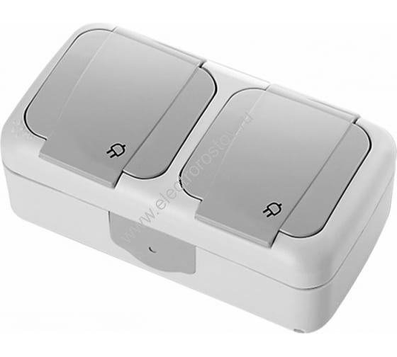 PALMIYE Серый IP54 Розетка 2-я с/з VIKO
