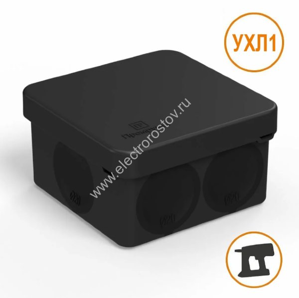 Распред. коробка открытой установки ЧЕРНАЯ 100х100х50 IP55 (HF) безгалогенная Промрукав