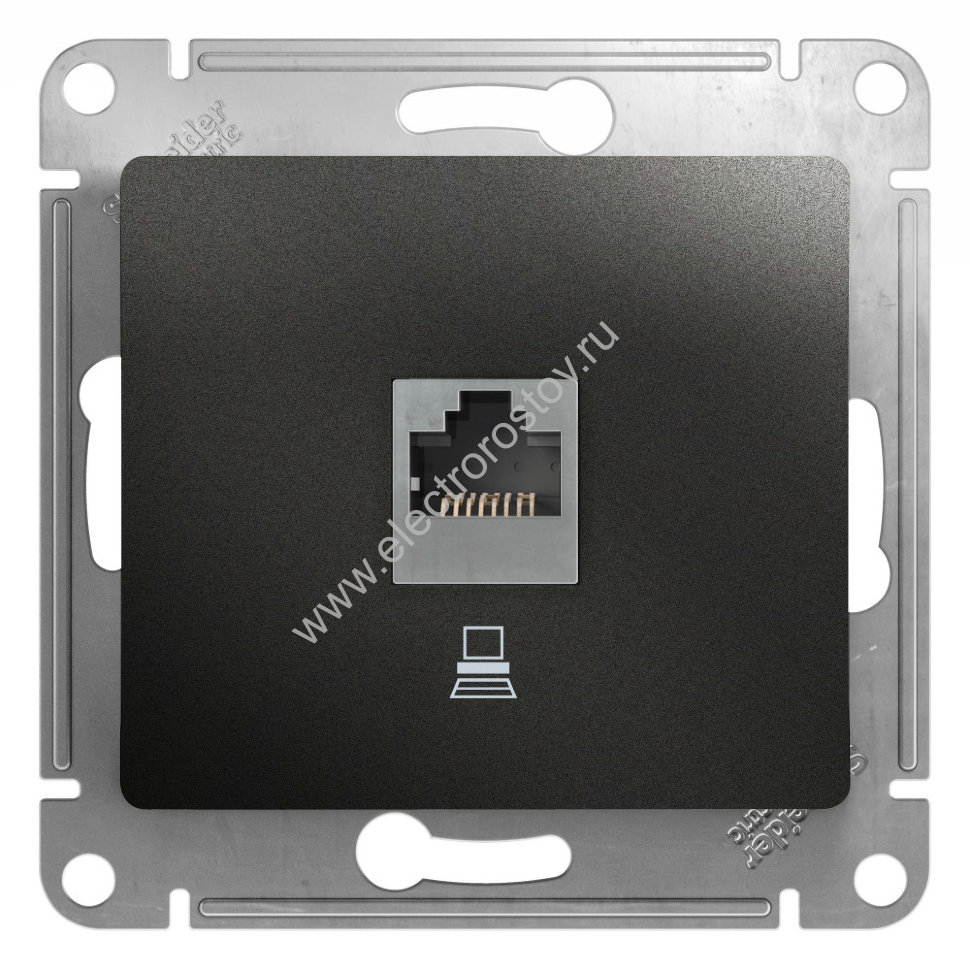 Glossa Антрацит Розетка компьютерная 1-ая RJ45, кат. 5е Schneider Electric