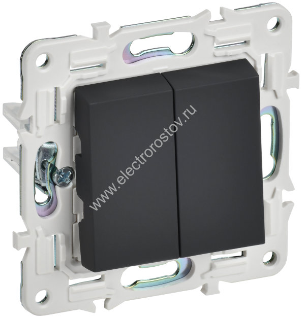IEK SKANDY Графит Выключатель 2-клавишный проходной 10А SK-V05G