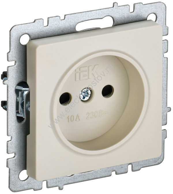IEK BRITE BASE Бежевый Розетка без з/к с з/ш 10А РСш10-2-БрКр