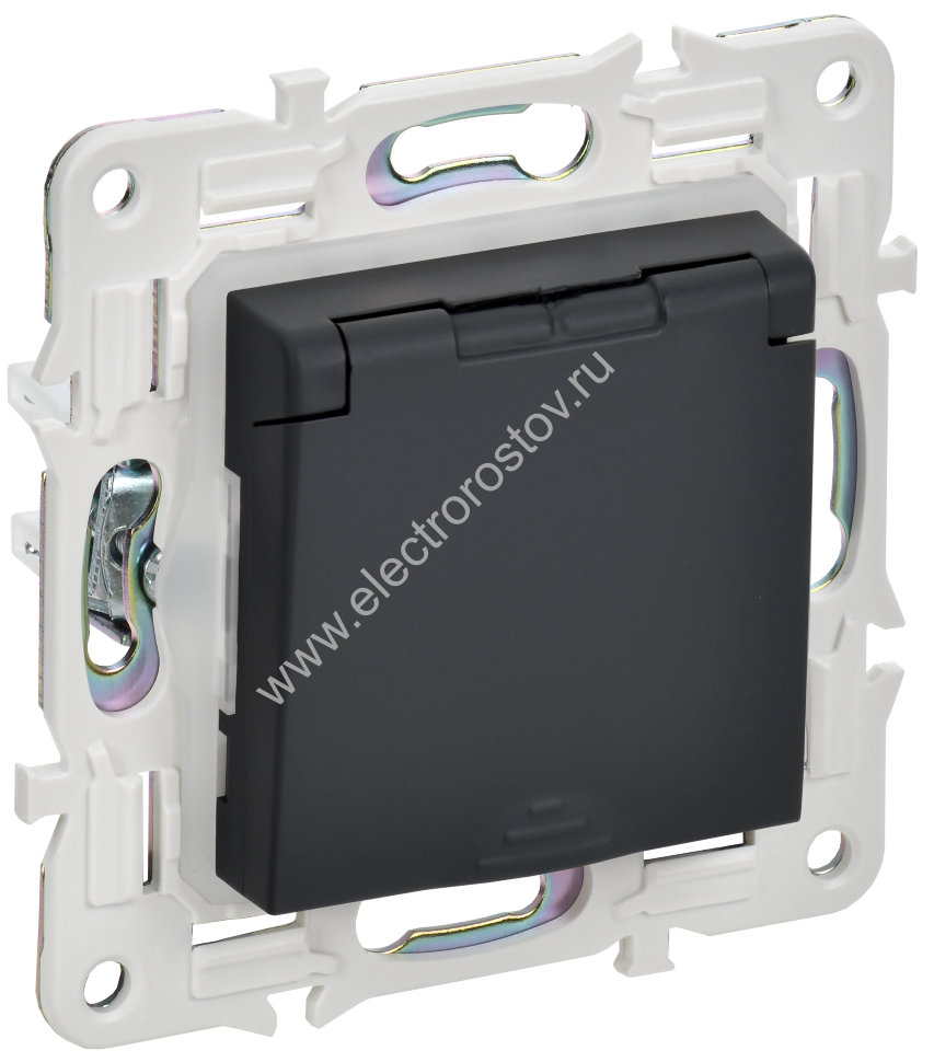 IEK SKANDY Графит Розетка с/з с защитными шторками и крышкой 16А IP44 SK-R11G