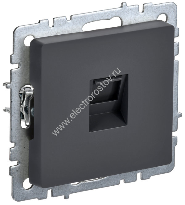 IEK BRITE BASE Графит Розетка комп. RJ45 кат.6 РК11-БрГ