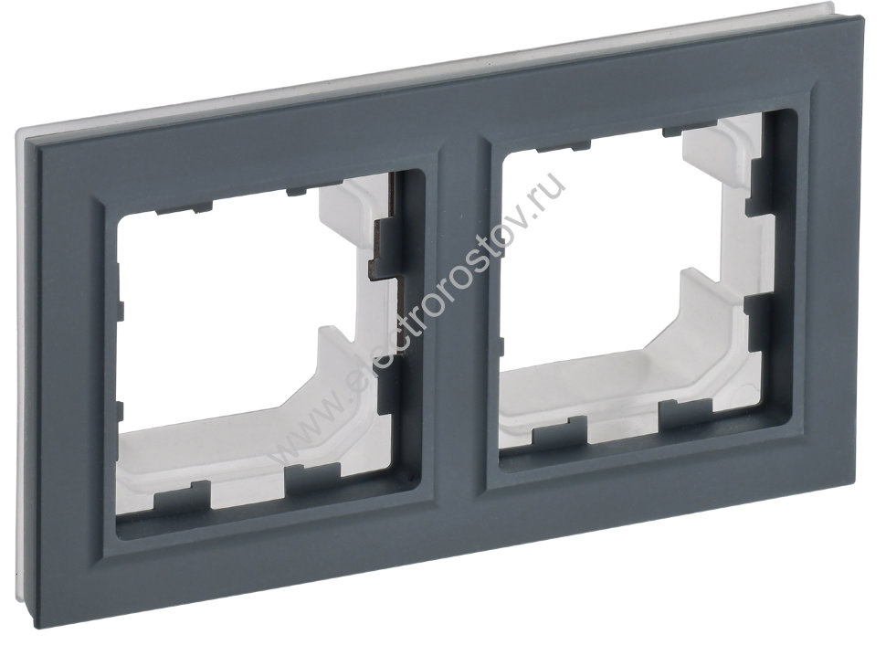 IEK BRITE BASE Графит Рамка 2-м IP44 РУ-2-БрГ-44