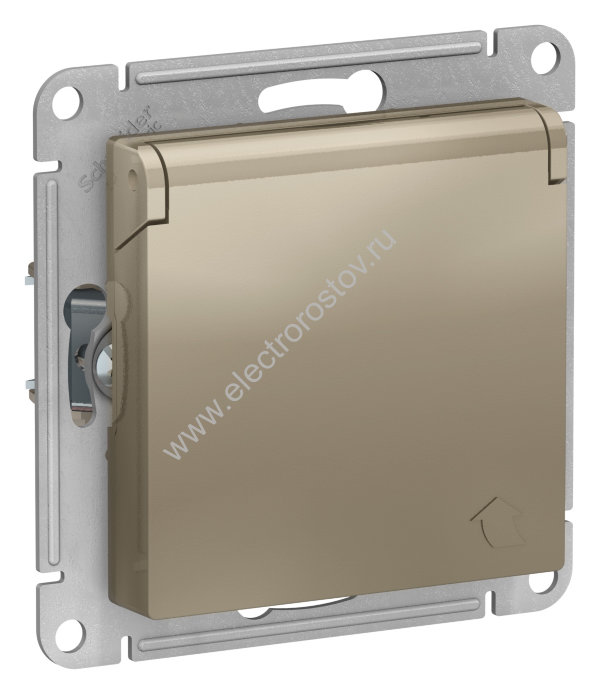 AtlasDesign Шампань Розетка 1-ая с/з, со шторками, с крышкой Schneider Electric
