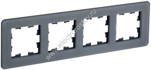 IEK BRITE DECOR Графит матовый стекло скругл.угол Рамка 4-м РУ-4-2-Бр RE