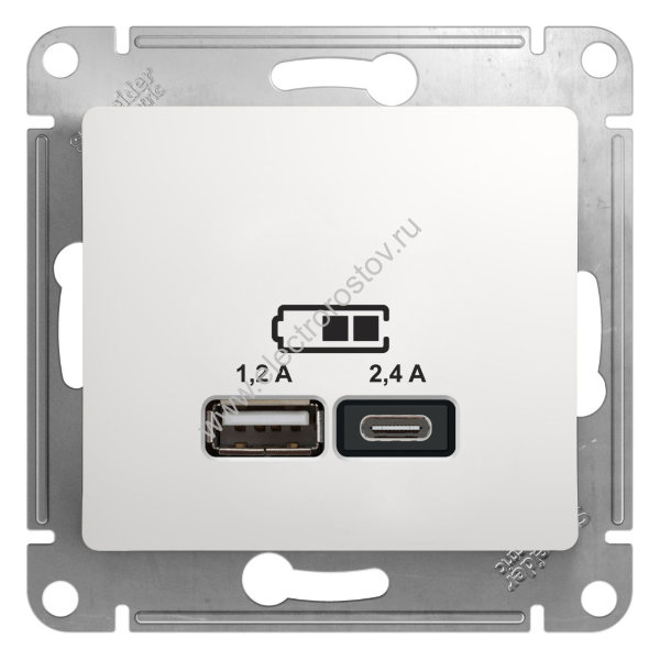 Glossa Белый Розетка USB A+C; 5В/2,4A; 2x5В/1,2A Schneider Electric