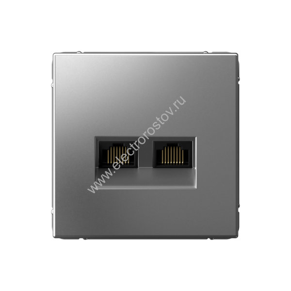 Systeme Electric ArtGallery Сталь Розетка двойная компьютерная RJ45+RJ45, кат.6А, механизм