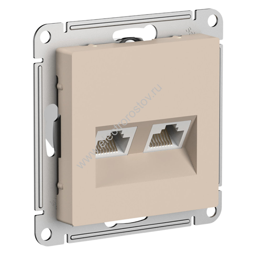 AtlasDesign Песочный Розетка компьютерная 2-ая RJ45+RJ45, кат. 5е Schneider Electric