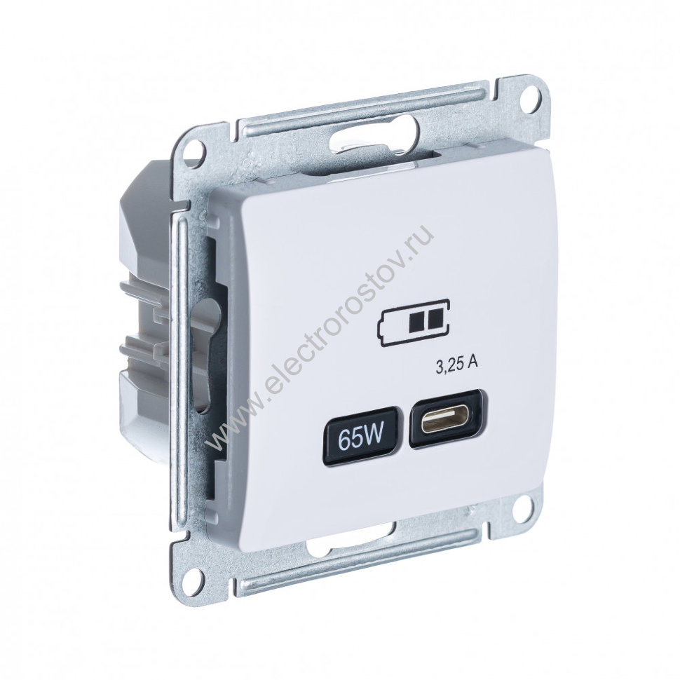 Glossa Белый Розетка USB C, 65Вт; 5-20В/3,25А Schneider Electric