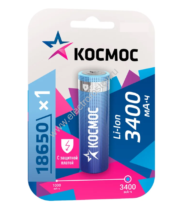 Аккумулятор 18650 3400mAч Космос