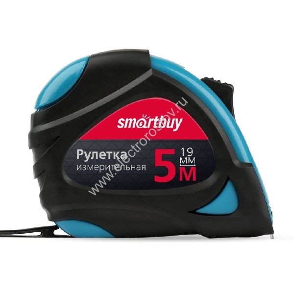 Рулетка 5м х19мм, прорезиненный корпус, 2 фиксатора, усиленный зацеп Smartbuy Tools