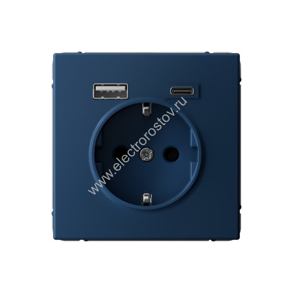 Systeme Electric ArtGallery Аквамарин Розетка 16А с 2 USB A+C, 5В/2,4А/3,0А, 2х5В/1,5А, механизм