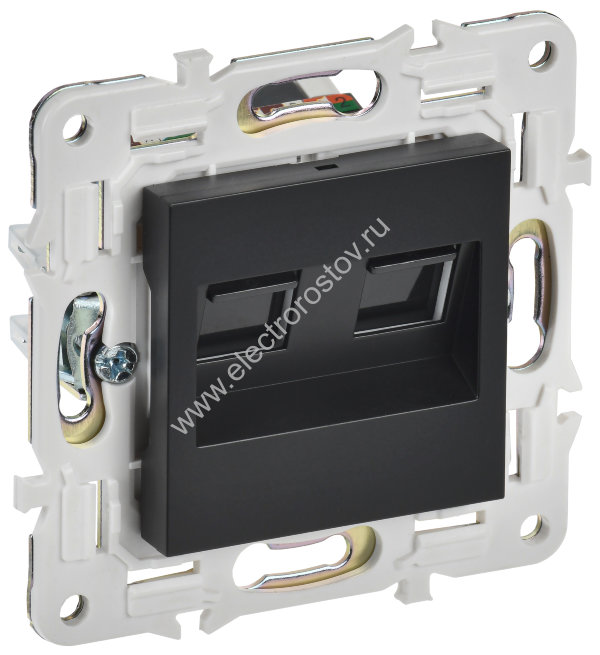 IEK SKANDY Черный Розетка компьютерная двойная RJ45 кат.6 SK-K04Bl