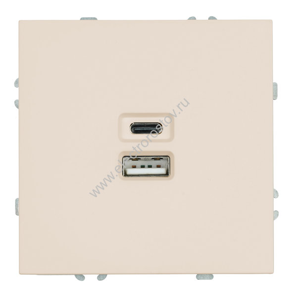 STEKKER Эмили Кашемир, soft touch Розетка 2-местная USB + Type C 20W