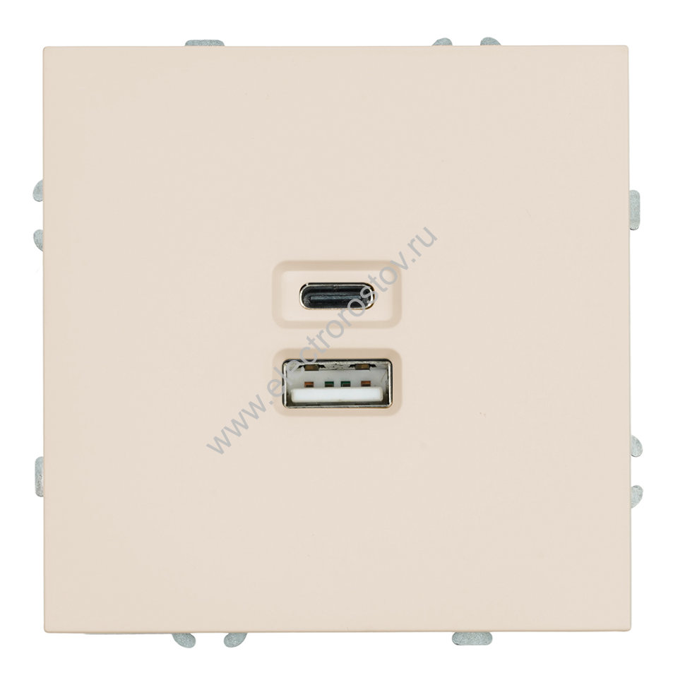 STEKKER Эмили Кашемир, soft touch Розетка 2-местная USB + Type C 20W