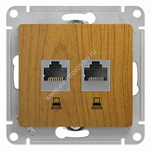 Glossa Дуб Розетка компьютерная 2-ая RJ45, кат. 5e Schneider Electric