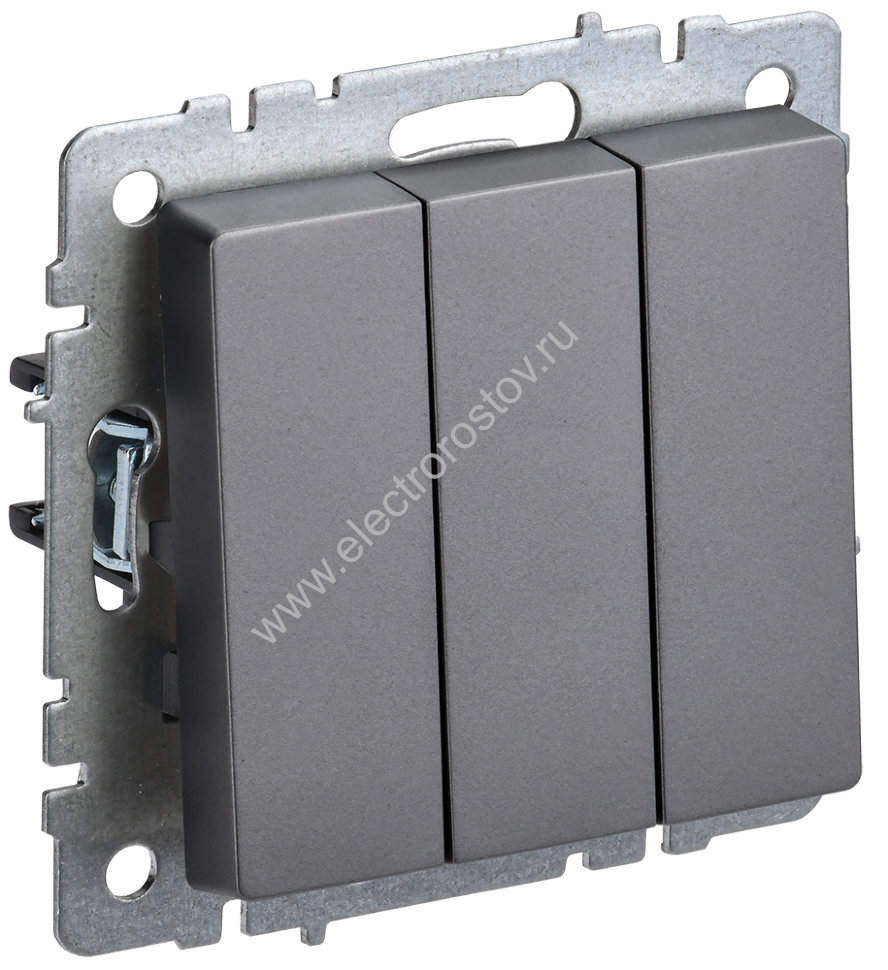 IEK BRITE BASE Сталь Выключ. 3-кл 10А ВС10-3-0-БрС