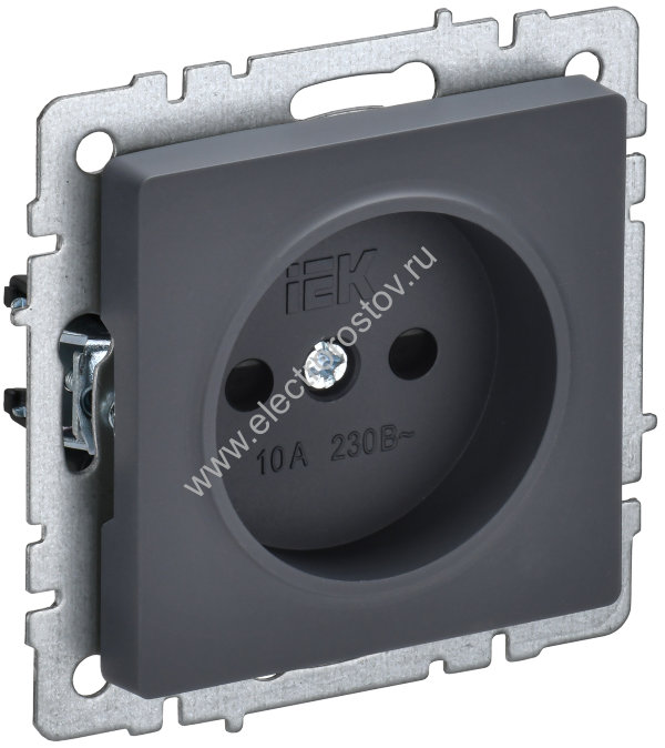 IEK BRITE BASE Графит Розетка без з/к с з/ш 10А РСш10-2-БрГ