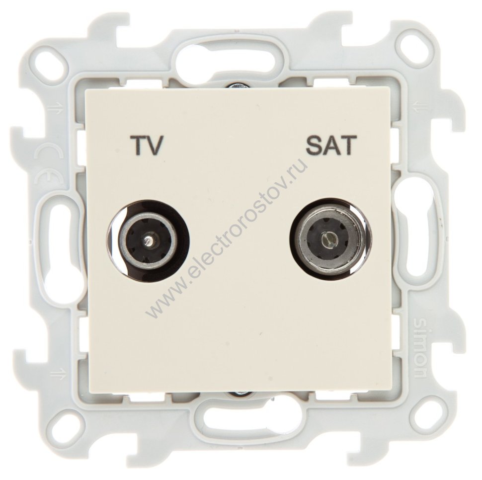 Simon 24 Слоновая кость Розетка TV-SAT проходная Simon