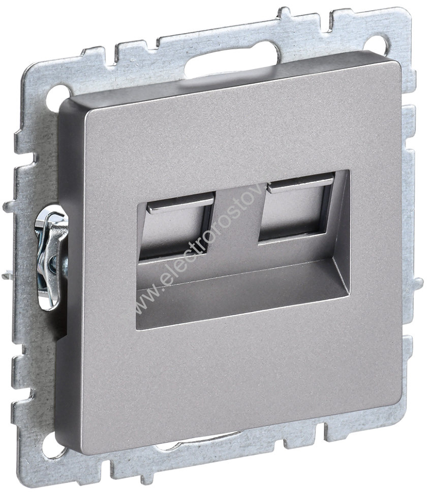 IEK BRITE BASE Сталь Розетка комп двойная RJ45 кат.5E РК10-2-БрС