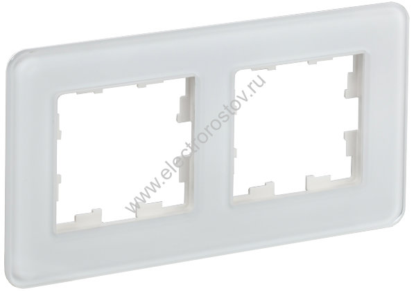 IEK BRITE DECOR Белый матовый стекло скругл.угол Рамка 2-м РУ-2-2-Бр RE